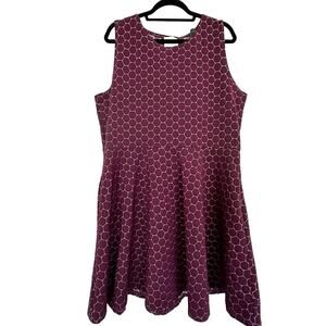 Leota Womens Purple Sleeveless Jacquard Luxe Aubergine Fit & Flare Dress Size 3L